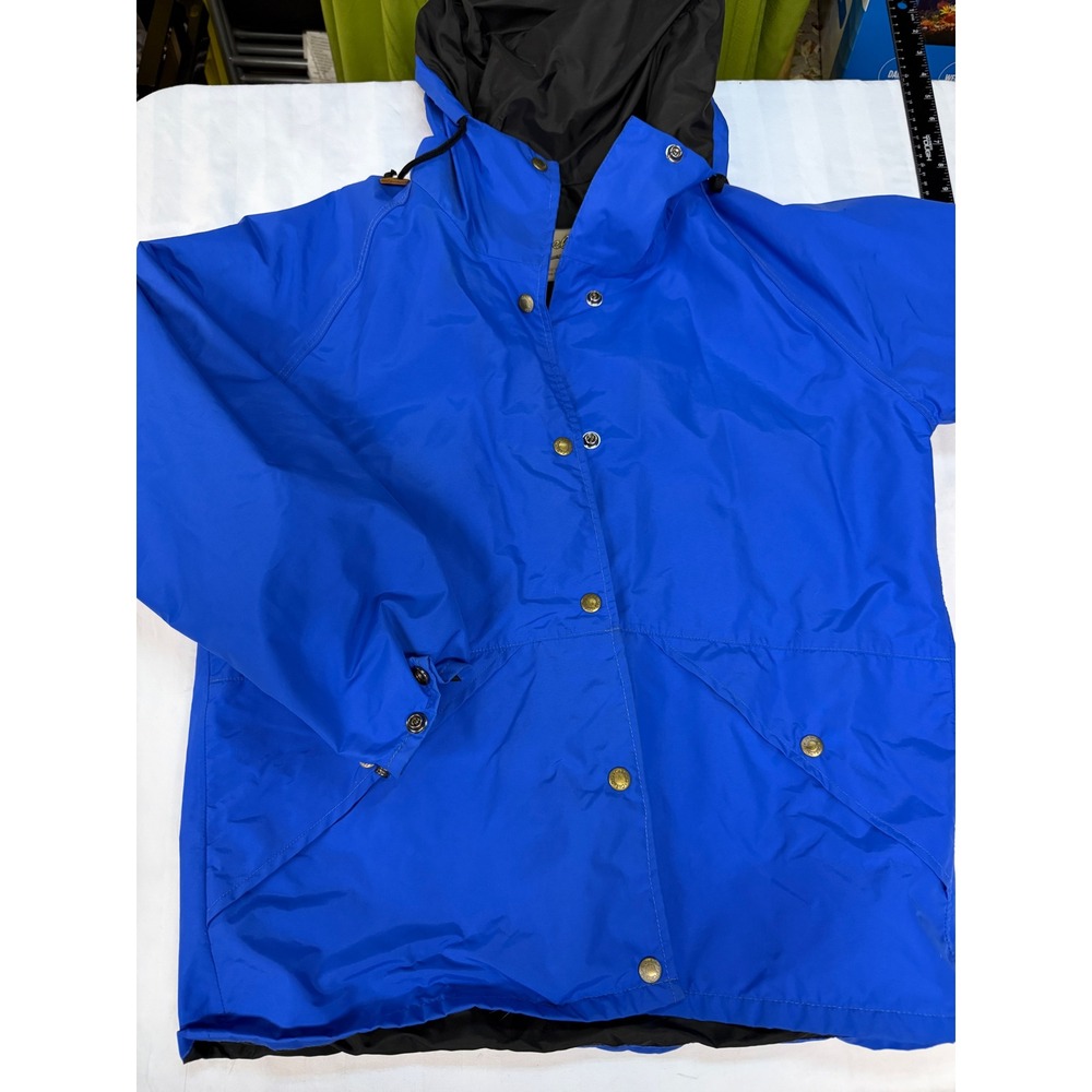 VTG Cabela's Gore-Tex Blue Hooded Rain Jacket Medium Waterproof USA Made Med